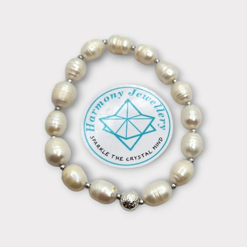Freshwater rice Pearl charm bracelet